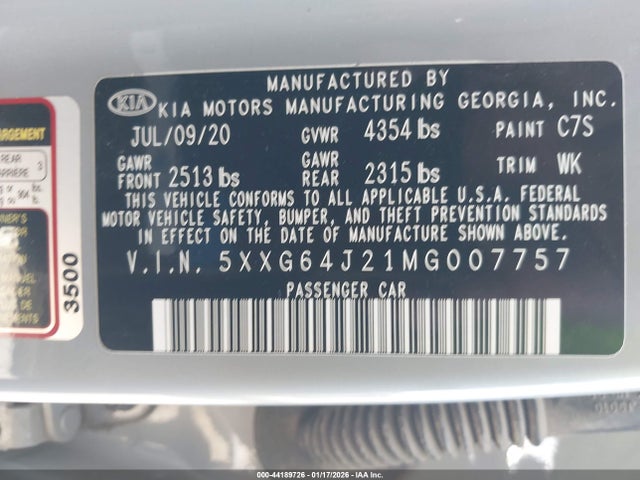 5XXG64J21MG007757 KIA K5 Gt-line