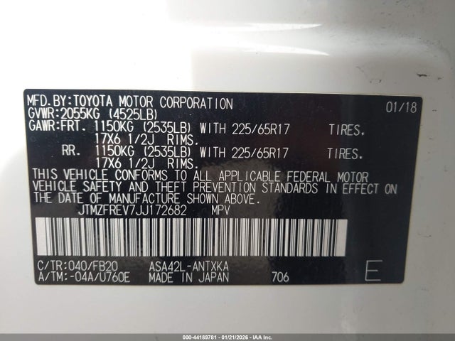 JTMZFREV7JJ172682 Toyota RAV4 LE