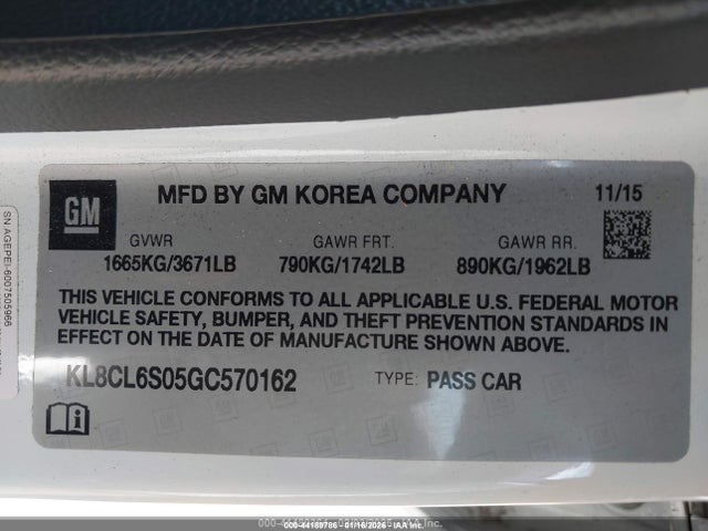 KL8CL6S05GC570162 Chevrolet Spark Ev 2lt