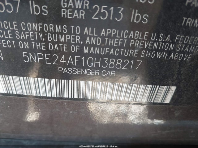 5NPE24AF1GH388217 Hyundai Sonata