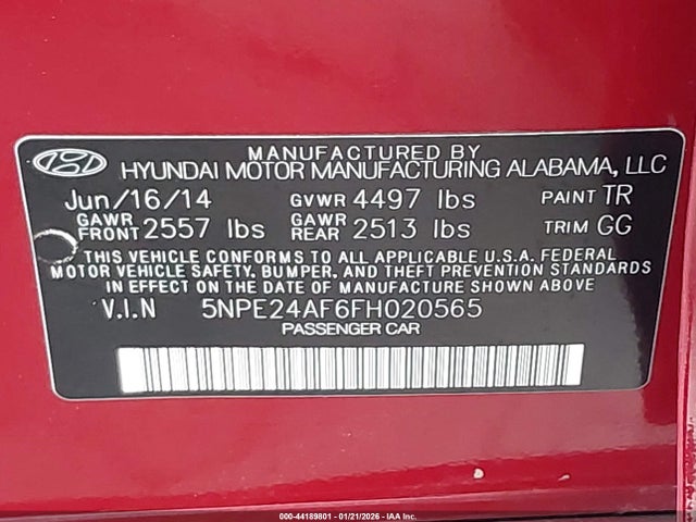 Hyundai SONATA SE 2015 5NPE24AF6FH020565 Image 9