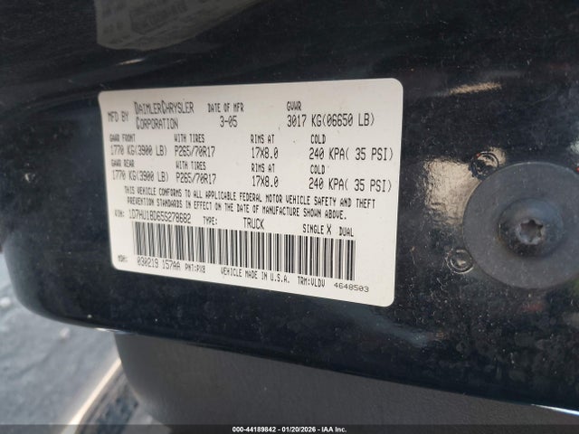Продаж на аукціоні авто 2005 Dodge Ram 1500 Slt/laramie, vin: 1D7HU18D65S278682, номер лоту: 44189842