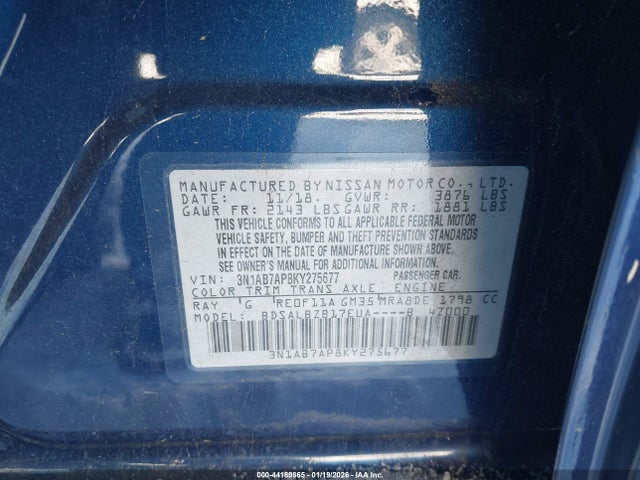 3N1AB7AP8KY275677 Nissan SENTRA S