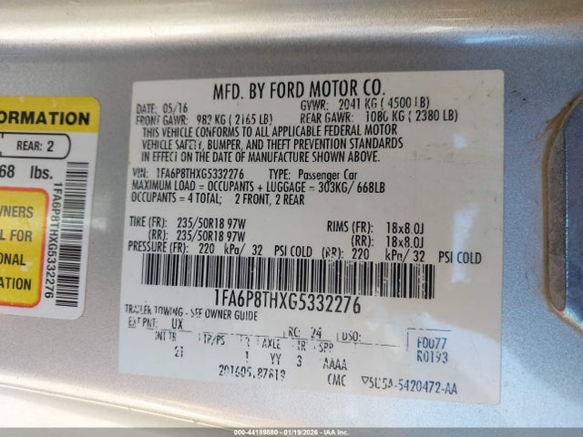 Ford Mustang Ecoboost 2016 1FA6P8THXG5332276 Image 9