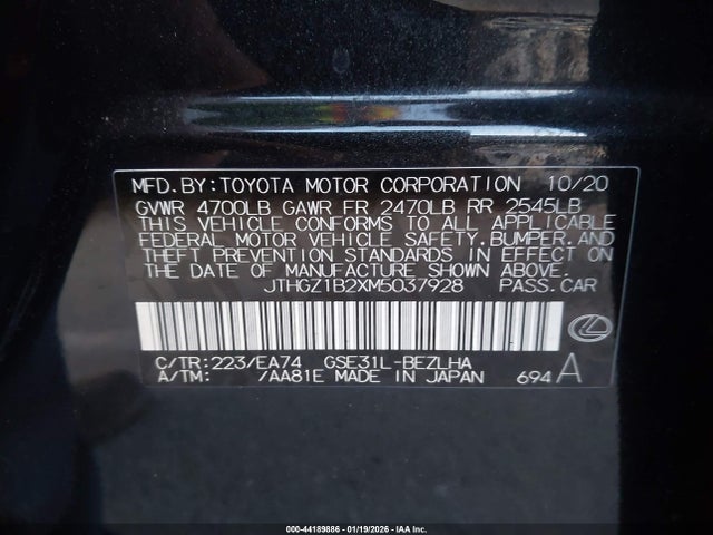 JTHGZ1B2XM5037928 Lexus Is 350 F Sport