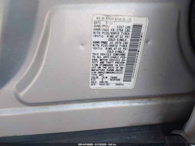 2013 NISSAN MURANO JN8AZ1MW8DW320222 Photo 8