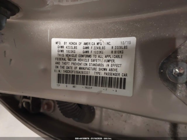 1HGCR2F33GA060327 Honda ACCORD LX