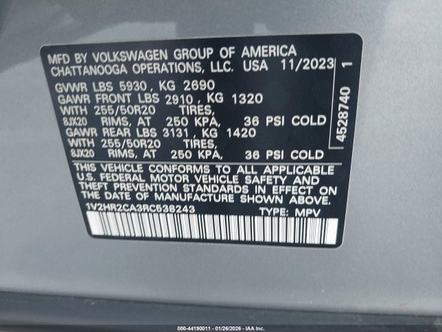 1V2HR2CA3RC538243 Volkswagen Atlas 2.0t Se W/technology