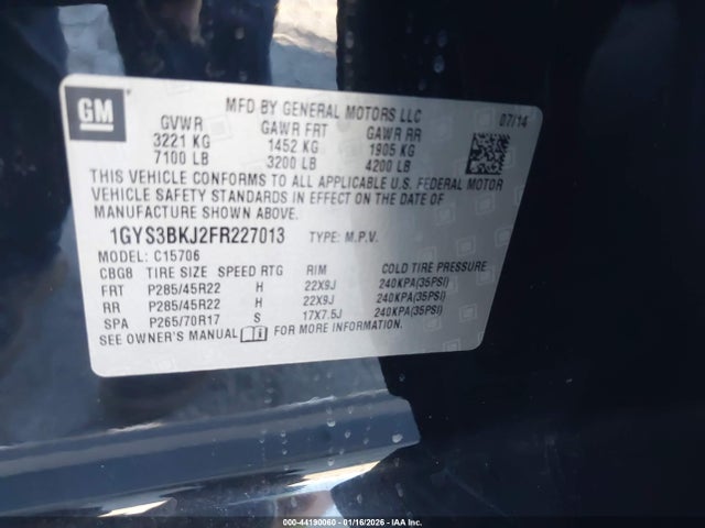 2015 CADILLAC ESCALADE 1GYS3BKJ2FR227013 Photo 8