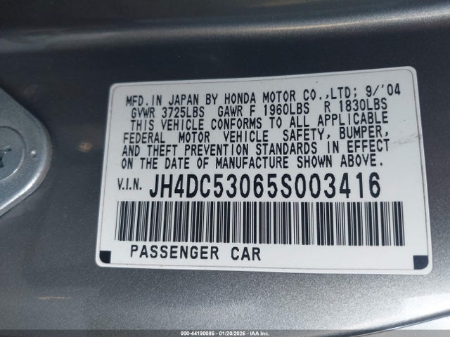 2005 ACURA RSX JH4DC53065S003416 Photo 8