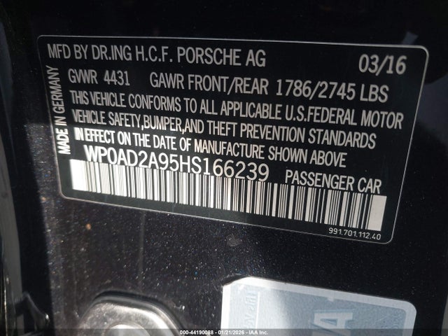 2017 PORSCHE 911 WP0AD2A95HS166239 Photo 8