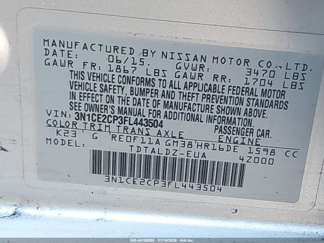Nissan Versa Note Sv 2015 3N1CE2CP3FL443504 Image 9