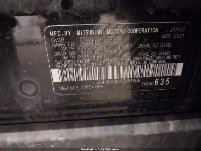 2022 MITSUBISHI OUTLANDER JA4J4UA88NZ051666 Photo 8