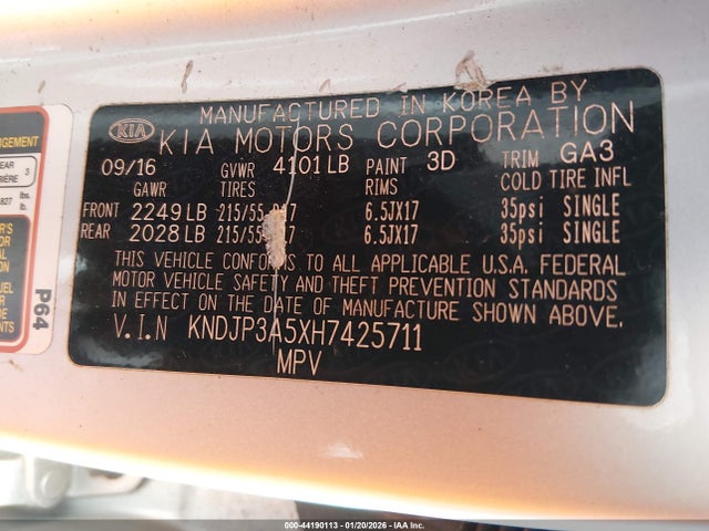 KNDJP3A5XH7425711 KIA SOUL +