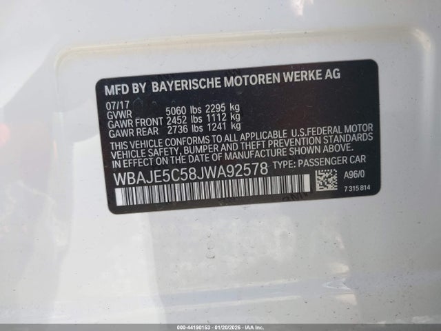 2018 BMW 540I WBAJE5C58JWA92578 Photo 8
