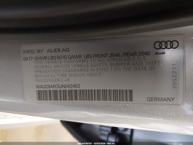 2018 AUDI A6 WAUC8AFC6JN042462 Photo 8