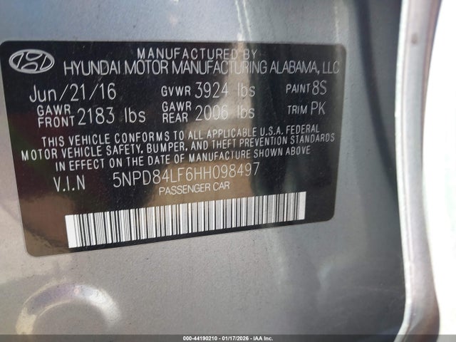 Hyundai ELANTRA SE 2017 5NPD84LF6HH098497 Image 9