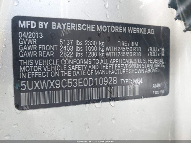 5UXWX9C53E0D10928 BMW X3 Xdrive28i