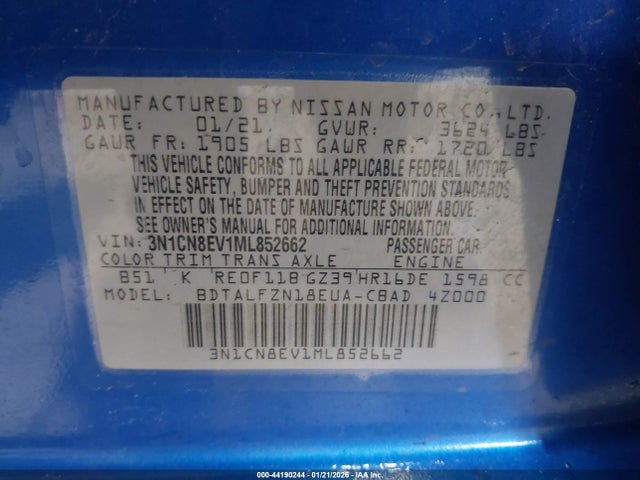 Nissan Versa Sv Xtronic Cvt 2021 3N1CN8EV1ML852662 Image 9