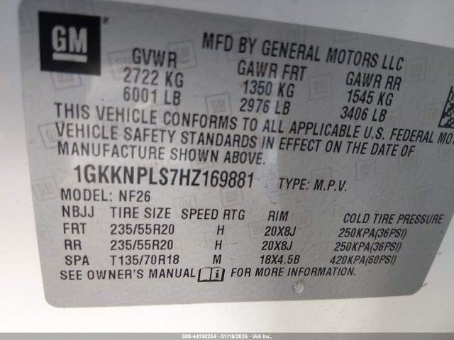 Продаж на аукціоні авто 2017 Gmc Acadia Denali, vin: 1GKKNPLS7HZ169881, номер лоту: 44190254