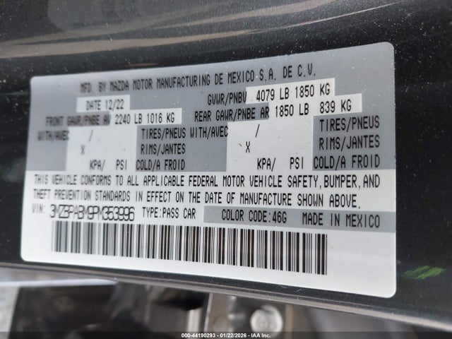 3MZBPABM9PM353996 Mazda Mazda3 2.5 S Select