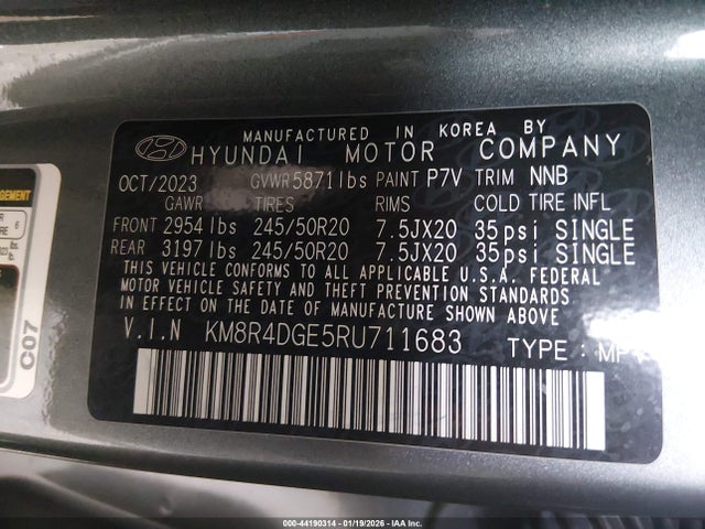 KM8R4DGE5RU711683 Hyundai Palisade Sel