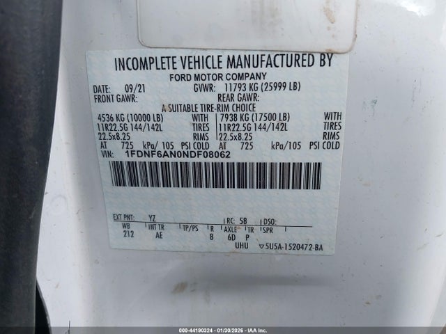 Ford F-650 Gas 2022 1FDNF6AN0NDF08062 Image 8