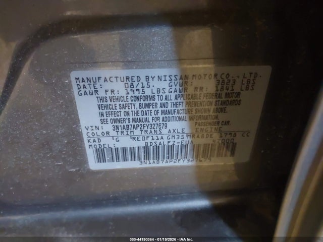 Nissan Sentra Fe+ S 2015 3N1AB7AP2FY327679 Image 9