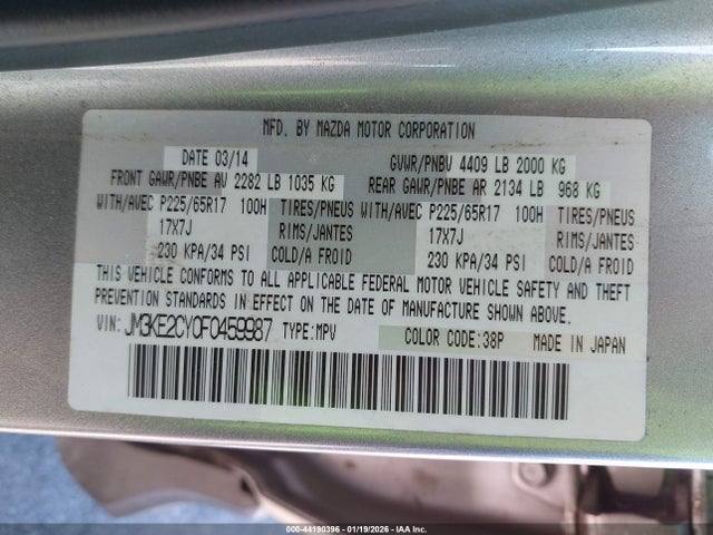 Продаж на аукціоні авто 2015 Mazda Cx-5 Touring, vin: JM3KE2CY0F0459987, номер лоту: 44190396