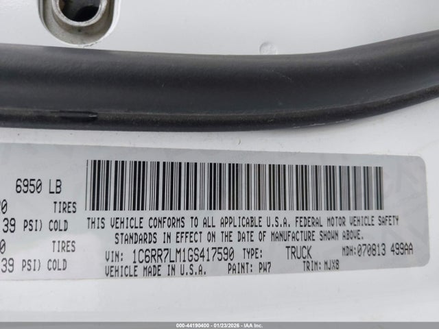 44190400 :رقم المزاد ، 1C6RR7LM1GS417590 vin ، 2016 Ram 1500 Lone Star مزاد بيع