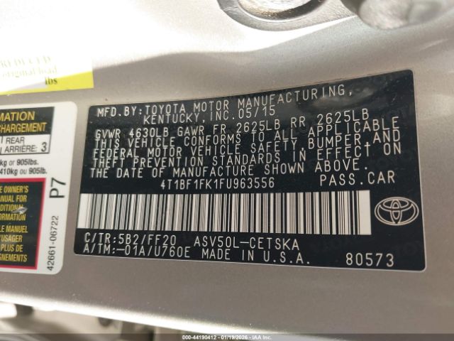 2015 TOYOTA CAMRY 4T1BF1FK1FU963556 Photo 8