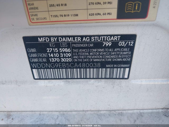 2012 MERCEDES-BENZ S 550 WDDNG9EB5CA480038 Photo 8