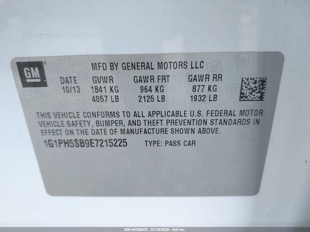 Chevrolet Cruze Eco Auto 2014 1G1PH5SB9E7215225 Image 9