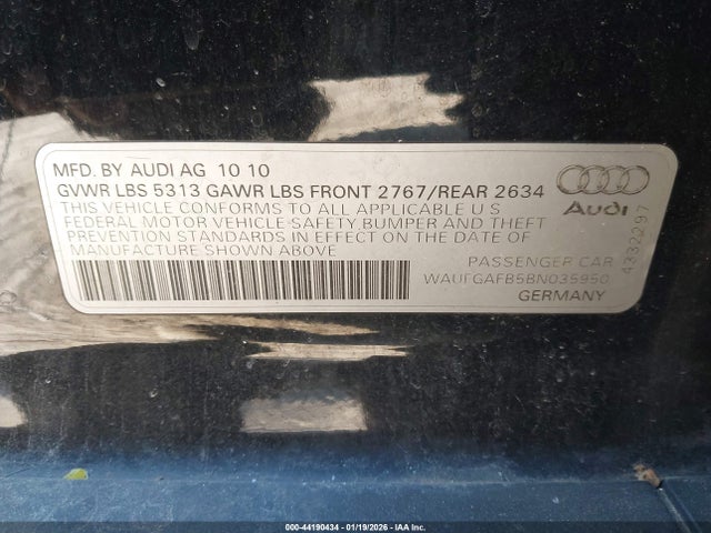 2011 AUDI A6 WAUFGAFB5BN035950 Photo 8