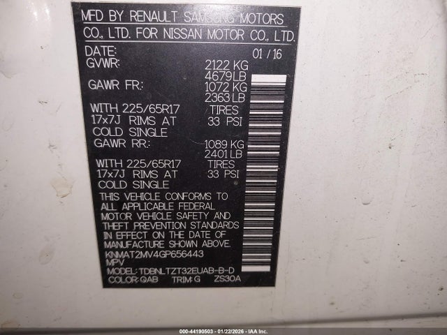 Nissan ROGUE SV 2016 KNMAT2MV4GP656443 Image 9