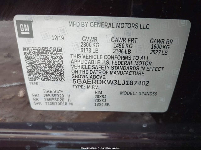 Продаж на аукціоні авто 2020 Buick Enclave Fwd Avenir, vin: 5GAERDKW3LJ187402, номер лоту: 44190608