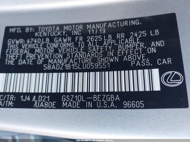 58ADZ1B15LU059551 Lexus ES 350