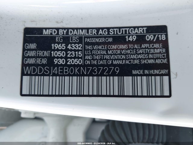 Mercedes-Benz CLA 250 2019 WDDSJ4EB0KN737279 Image 9