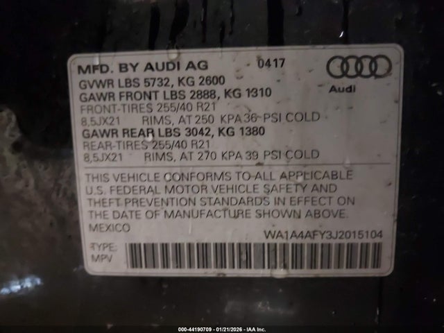Aukcja sprzedaży 2018 Audi Sq5 3.0t Premium Plus, vin: WA1A4AFY3J2015104, numer aukcji: 44190709