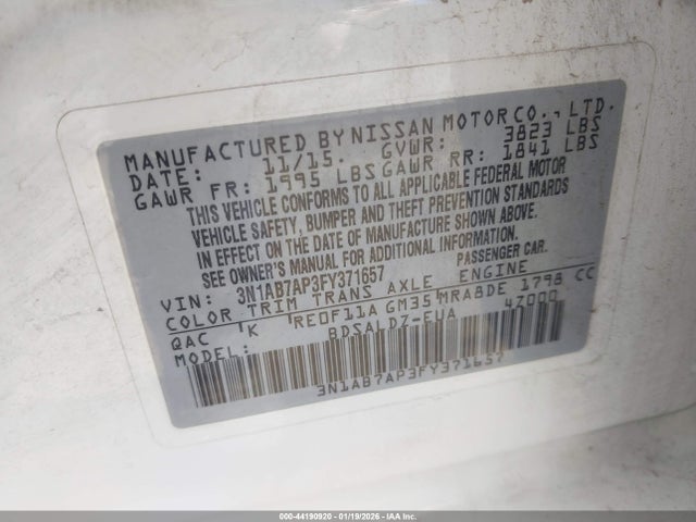 Nissan SENTRA SV 2015 3N1AB7AP3FY371657 Image 9