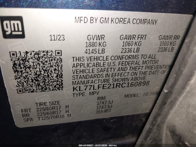 KL77LFE21RC160898 Chevrolet Trax Fwd Sp