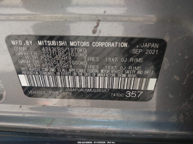 2021 MITSUBISHI OUTLANDER SPORT JA4APUAU5MU036557 Photo 8