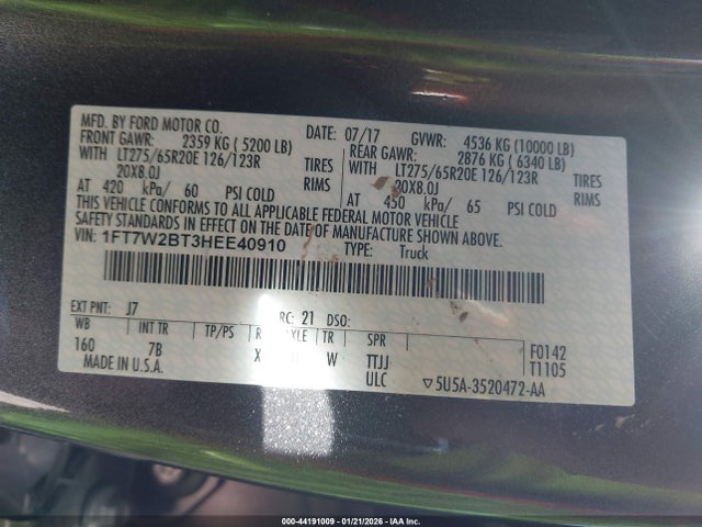 1FT7W2BT3HEE40910 Ford F-250 Platinum