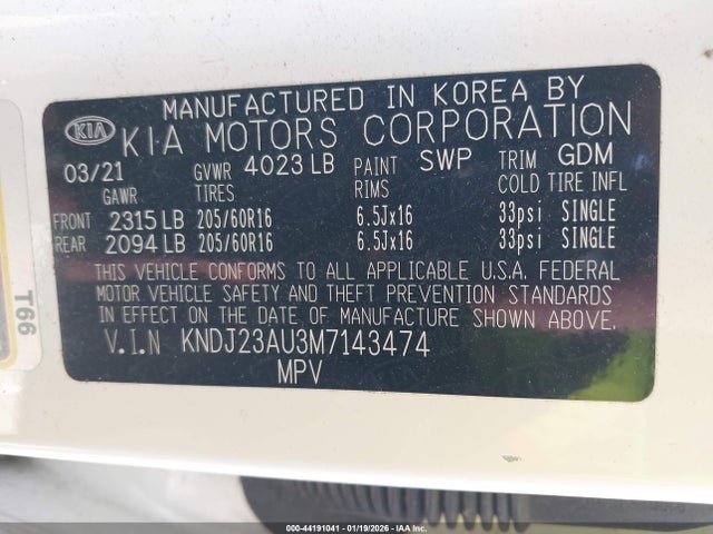 KNDJ23AU3M7143474 KIA SOUL LX