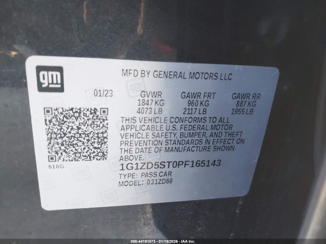 1G1ZD5ST0PF165143 Chevrolet Malibu Fwd 1lt