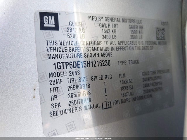 1GTP6DE15H1216230 GMC CANYON SLT