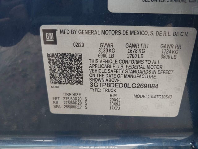 2020 GMC SIERRA 1500 3GTP8DED0LG269884 Photo 8