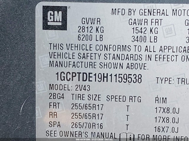 1GCPTDE19H1159538 Chevrolet Colorado Z71