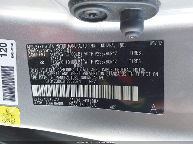 2017 TOYOTA SIENNA 5TDYZ3DC3HS858571 Photo 8