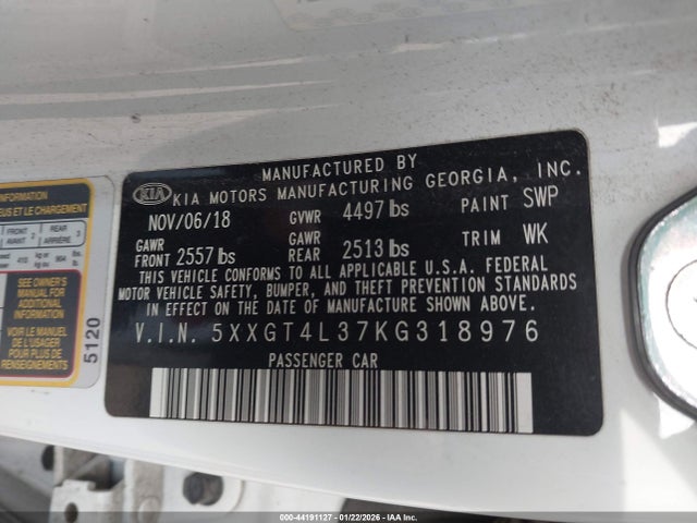 5XXGT4L37KG318976 KIA Optima Lx